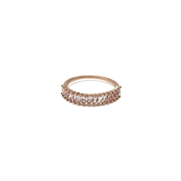 Δαχτυλίδι Nora μισόβερο σειρέ σε ροζ χρυσό χρώμα με λευκά ζιργκόν