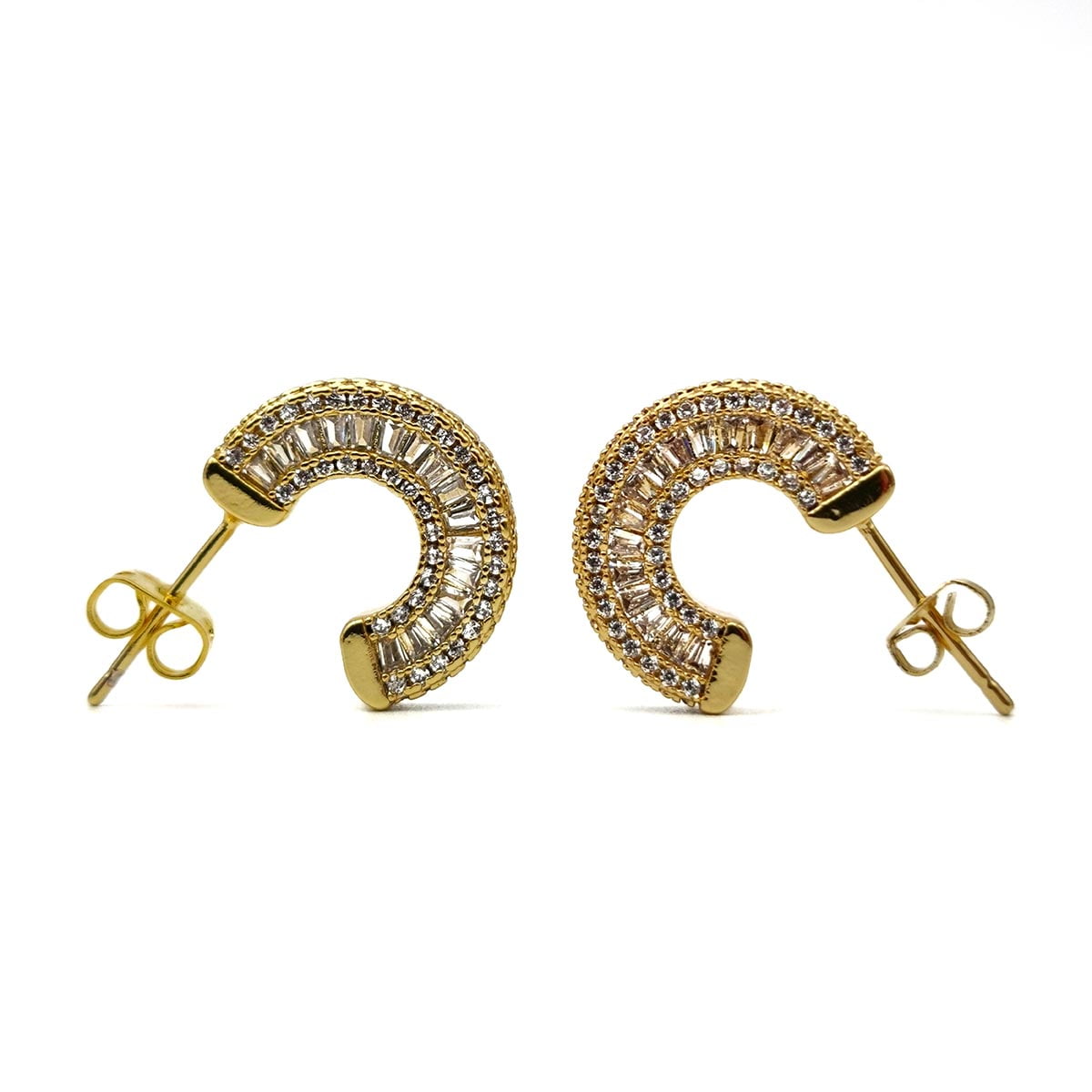 σκουλαρίκια Paris σε χρυσό χρώμα με ζιργκόν