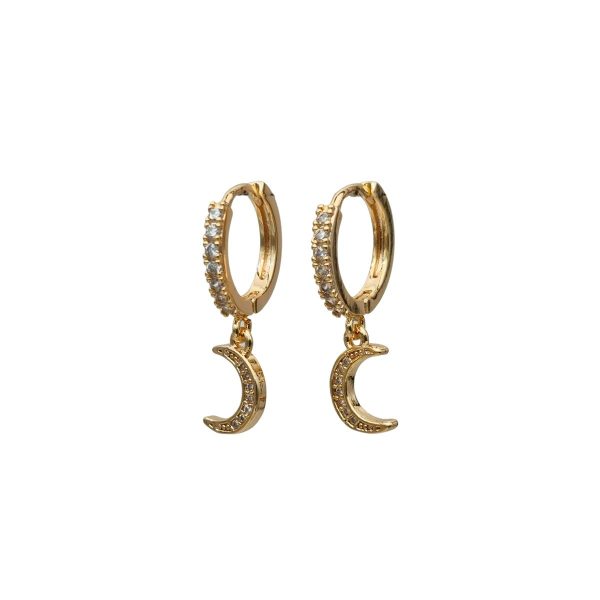 σκουλαρίκια Celine σε σχήμα μισοφέγγαρου σε χρυσό χρώμα με ζιργκόν