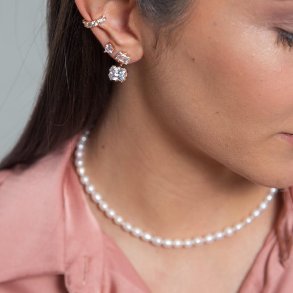 Σκουλαρίκια ear jackets Julietta με ζιργκόν σε ροζ χρυσό | ShopShop.gr