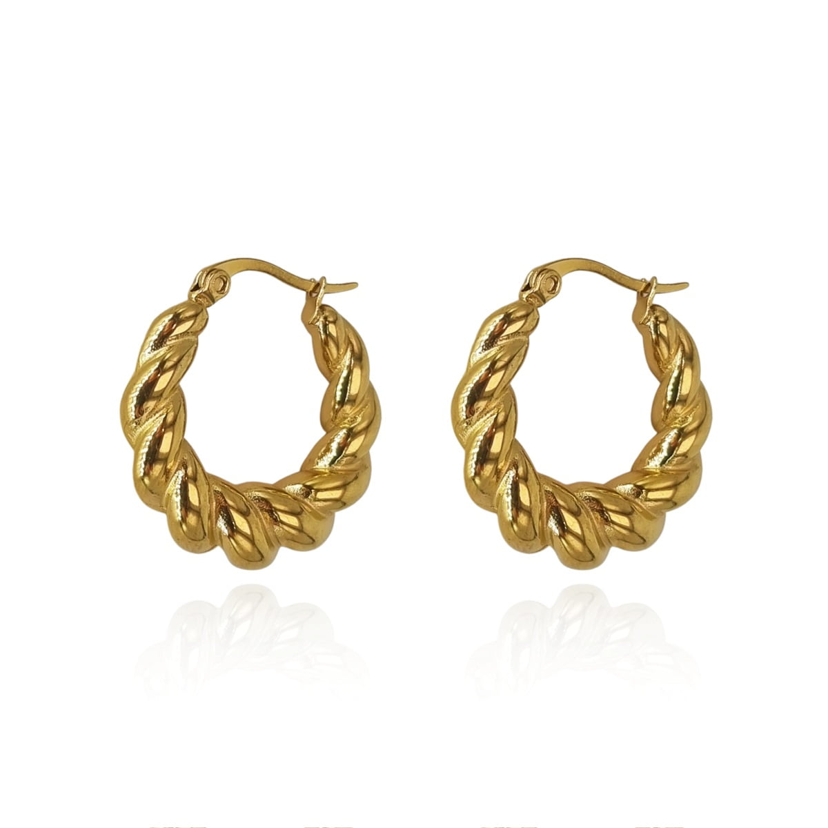Σκουλαρίκια Alessandra από ανοξείδωτο ατσάλι | ShopShop.gr σκουλαρίκια κρίκοι με στριφτό σχέδιο χρυσοί κρίκοι κρεμαστά κρικάκια