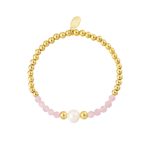 Βραχιόλι Εllie ροζ με κρύσταλλα και μαργαριτάρι