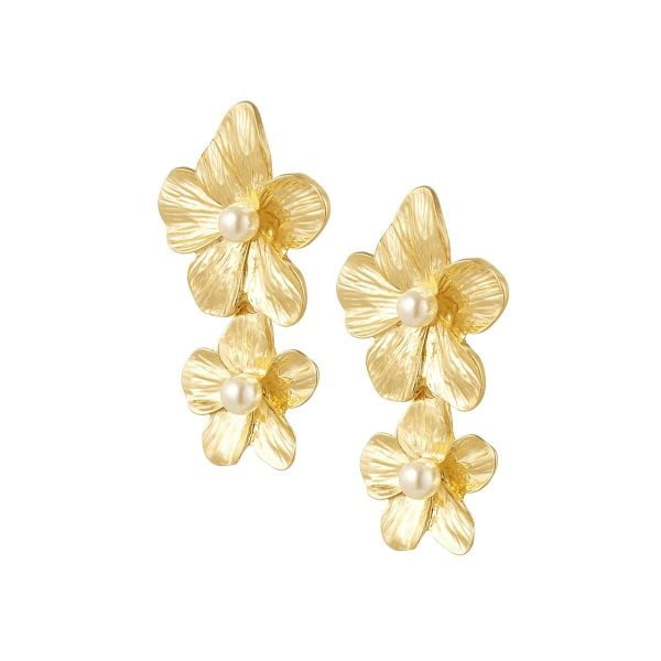 Σκουλαρίκια Aelia με λουλούδια και πέρλες