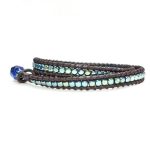 Νεφέλη χειροποίητο δερμάτινο wrap βραχιόλι αιματίτη