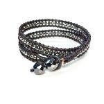 Αλκυόνη χειροποίητο δερμάτινο wrap βραχιόλι αιματίτη - Image 5